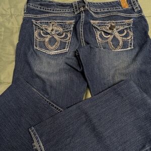 Maurices Dark Blue Boot Cut Jeans with Embroidery